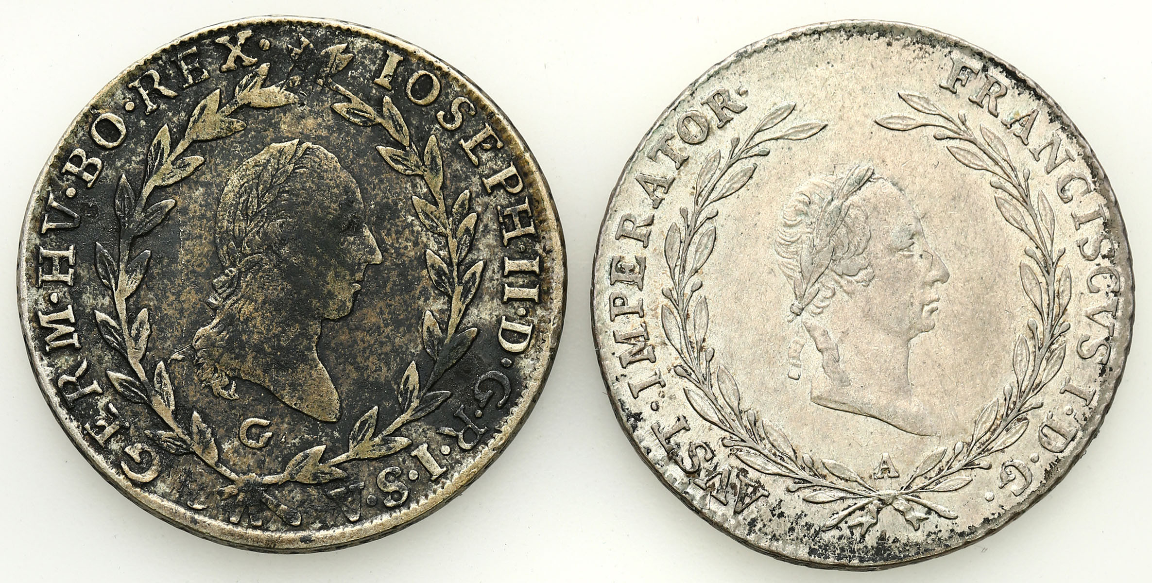 Austria. 20 krajcarów 1788 C, 1826 A, zestaw 2 monet